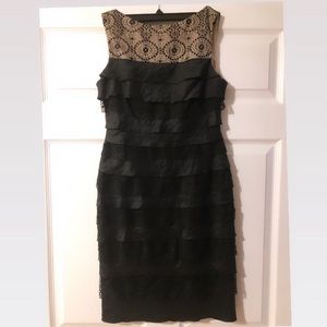 Black & Tan Tiered Lace Dress